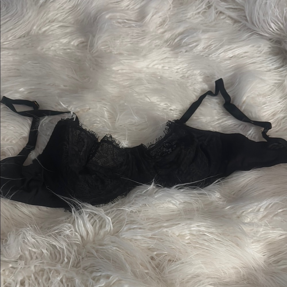 Victoria's Secret Black Bra with Smooth Fabric and Thin Straps